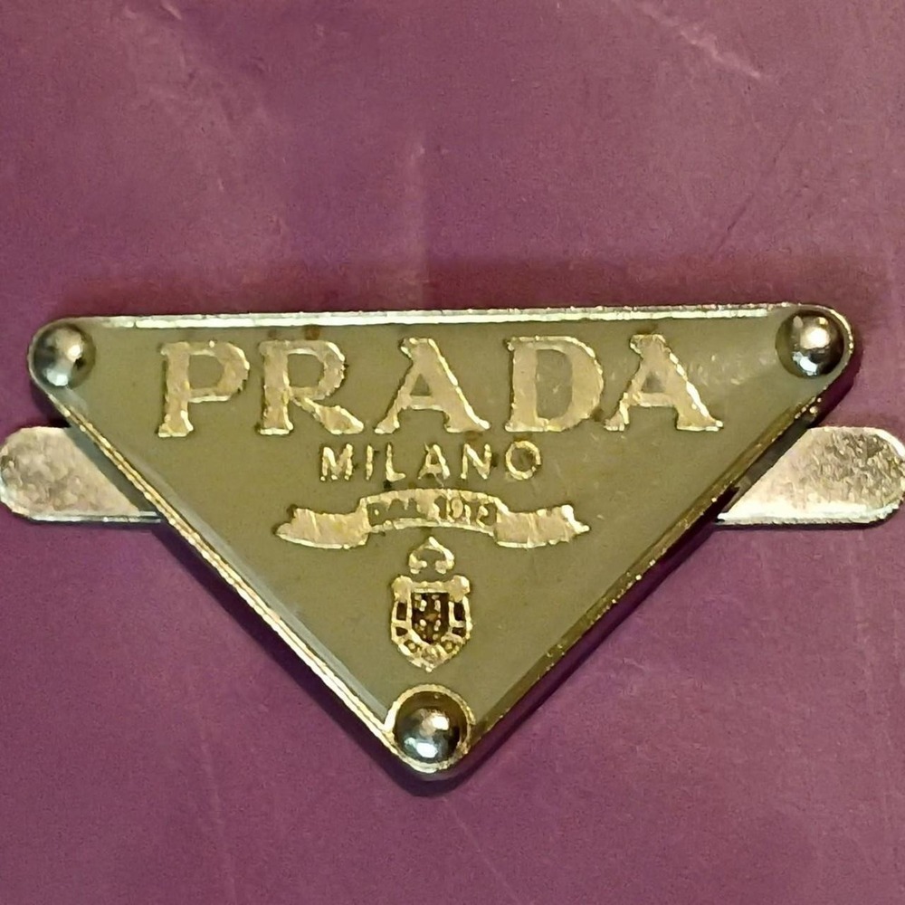 Prada Logo Plaque Gold Triangle Milano Dal 1913 Metal Hardware